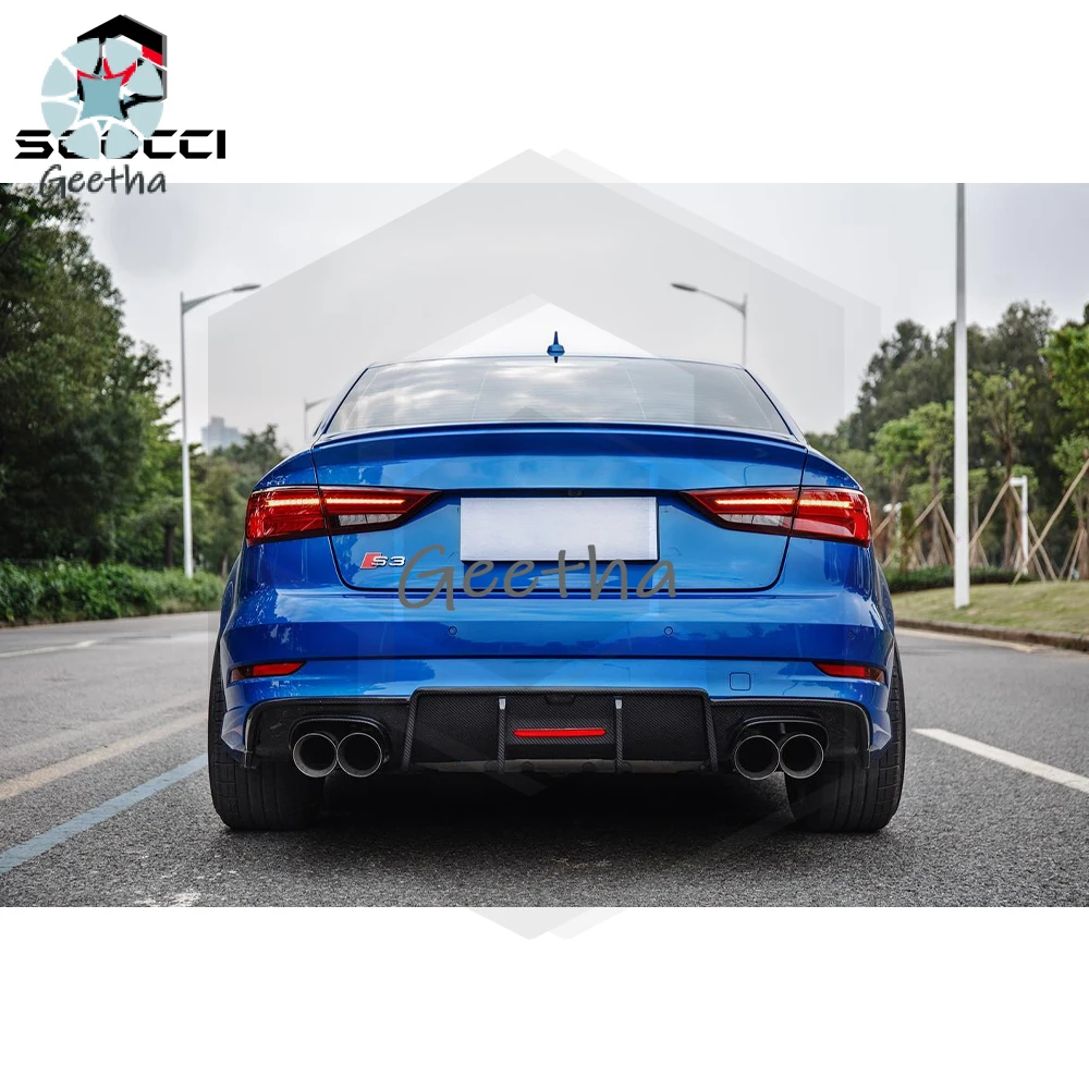Углеродное волокно KRB Style A3 S3 Светодиодный задний диффузор для Audi Sport Bumper с