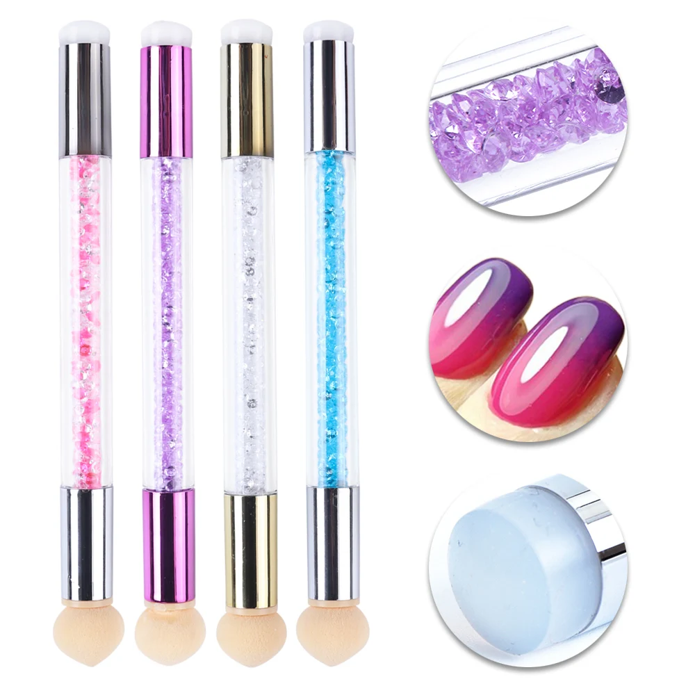 

1pcs Double-ended Nail Brush Pen UV Gel Gradient Bloom Transfer Sponge Silicone Stamper Head Drawing Dotting Manicure Tool JI944