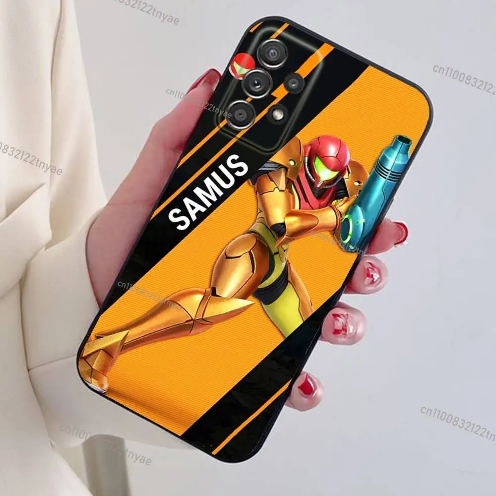 Фото Чехол для телефона Game M-Metroid для Samsung S24,21,22,23,30,Ultra,20,Plus,Note,10,9, черный мягкий силиконовый чехол №4