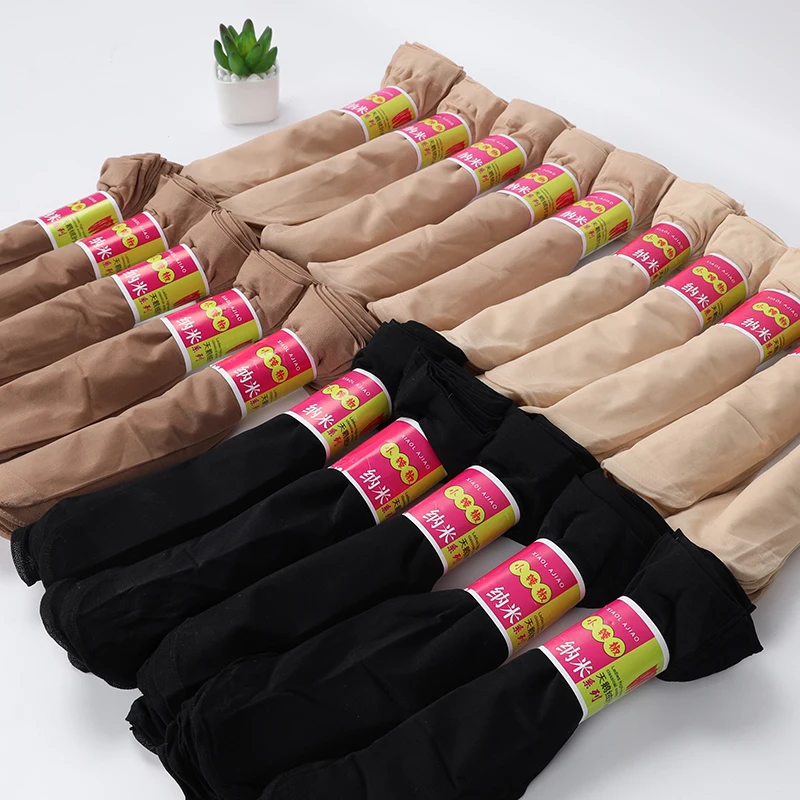 20Pairs Skin Color Transparent Thin Women Crystal Silk Socks Nylon Ladies Female Summer Short Ankle Elastic Silk Socks Meias