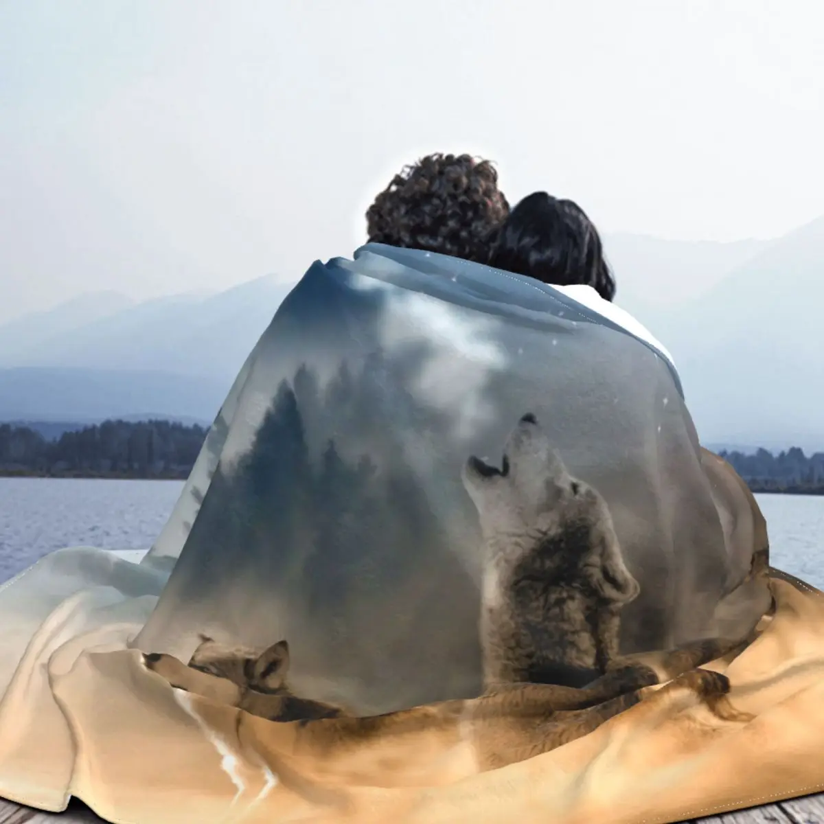 Вязаные одеяла с воющим на Луне воем животные дикий волк природный флисовые