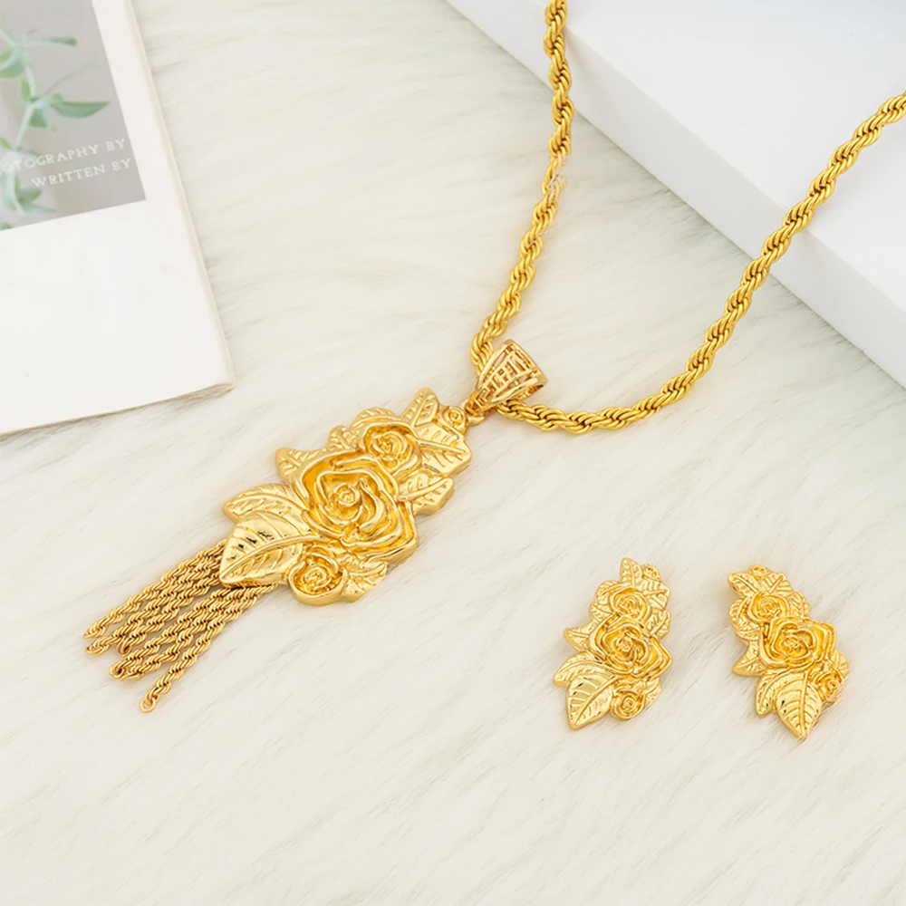 

Fashion Gold Color Jewelry Set Dubai Women Earrings Necklace Set Jewelry Brazil Bride Jewellery Wedding Paty Gifts Accessories