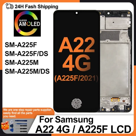 Super AMOLED для Samsung Galaxy A22 4G ЖК-дисплей A225F A225F/DS A225 ЖК-дисплей с сенсорным экраном дигитайзер Ремонт для Samsung A22 дисплей
