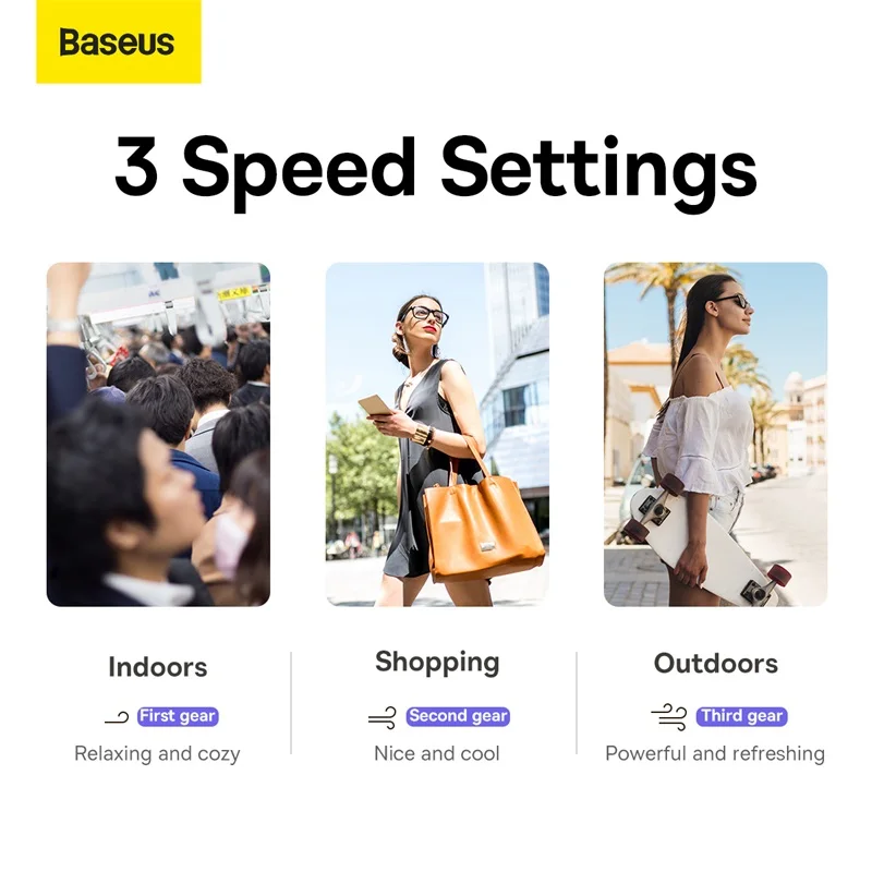 Baseus USB вентилятор Портативный 4000 мАч аварийный внешний аккумулятор