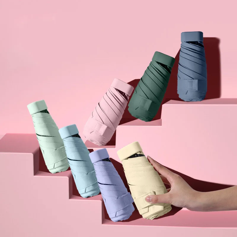 

Mini Sun Umbrella Pocket Rain Umbrellas Anti UV 6-Folding Parasol Portable Lightweight Women Men Sunshade Umbrella For Travel