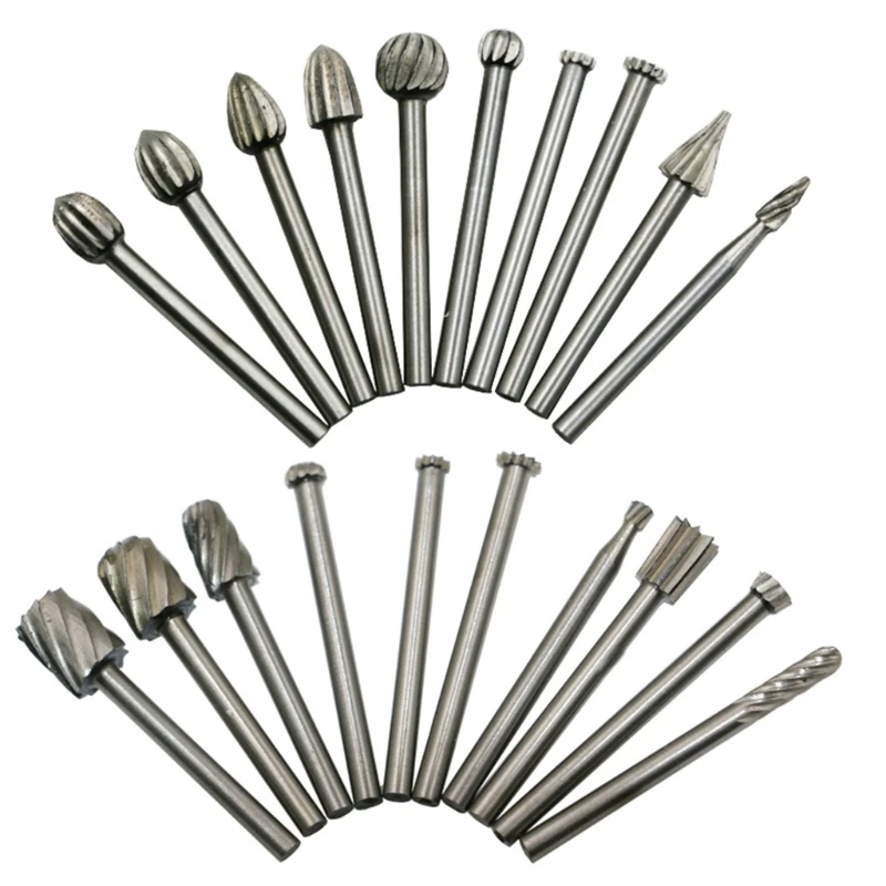 20pcs/set Assorted 39mm Carbide Rotary Point Burr Die Grinder Bit 3mm Shank Milling Cutter Abrasive Tools Rotary Burrs