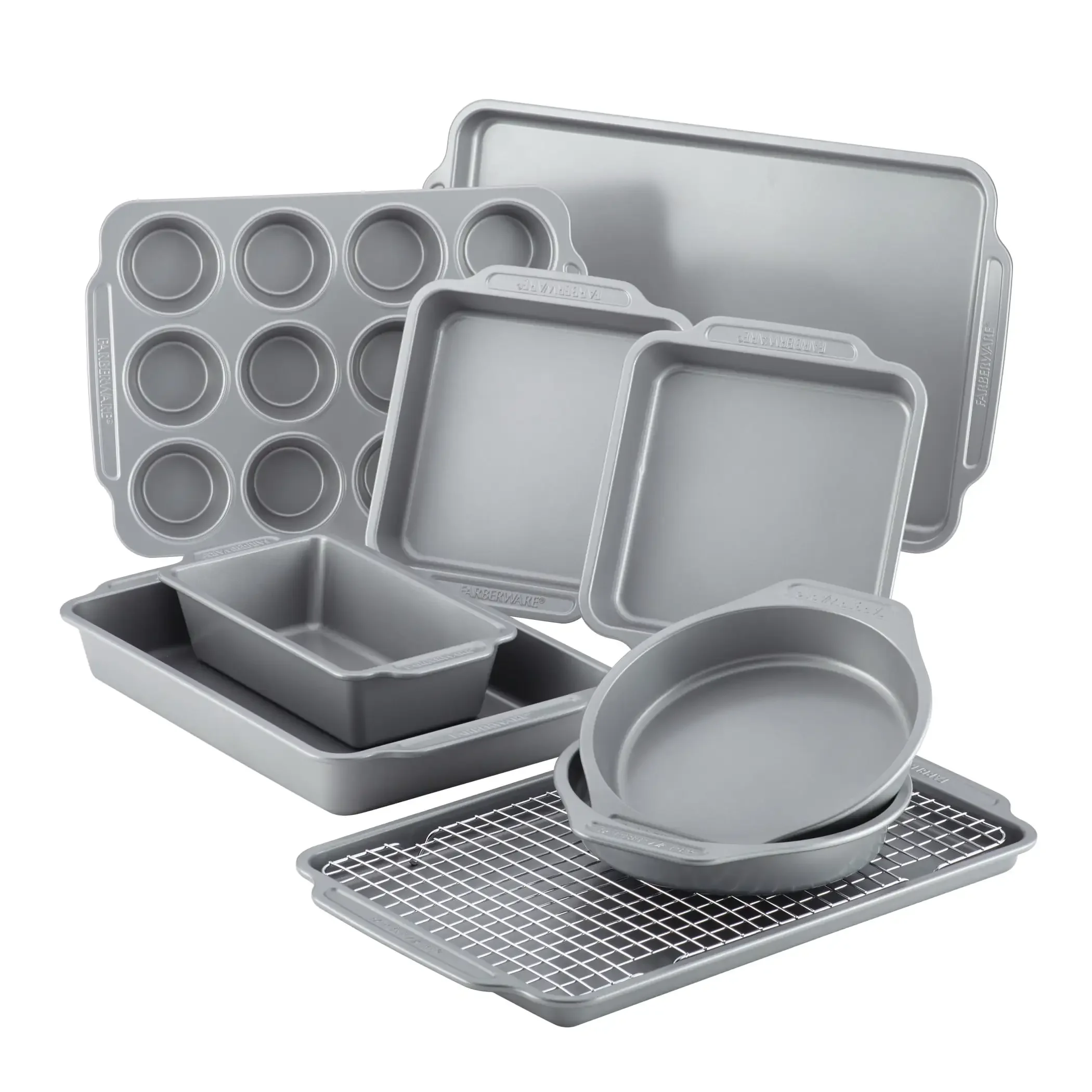 

Набор Антипригарной Посуды с охлаждающей стойкой, 10 шт., серый цвет