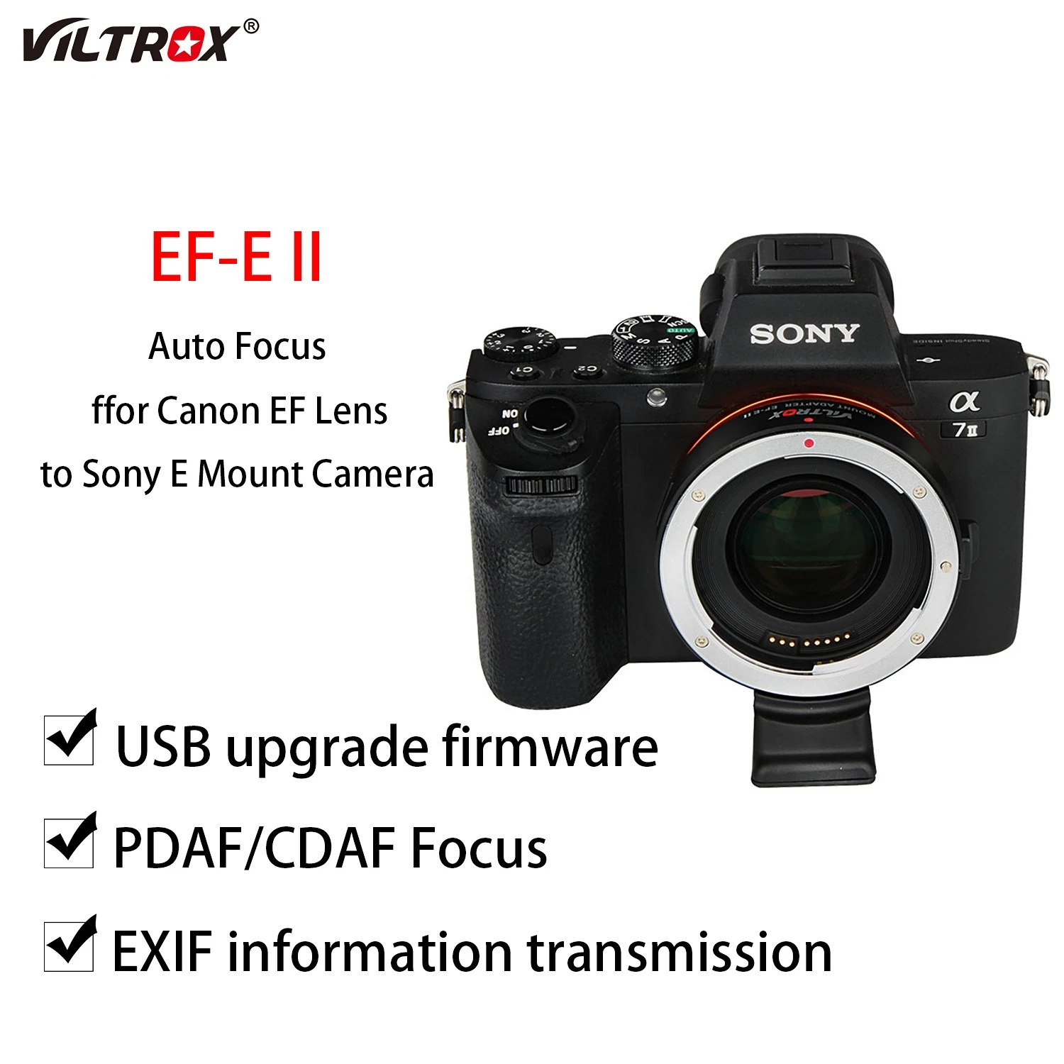 

Viltrox EF-E II Focal Reducer Booster Lens Adapter Ring Auto Focus 0.71x For Canon EF EOS Lens To Sony E Mount A7II A6500 Camera