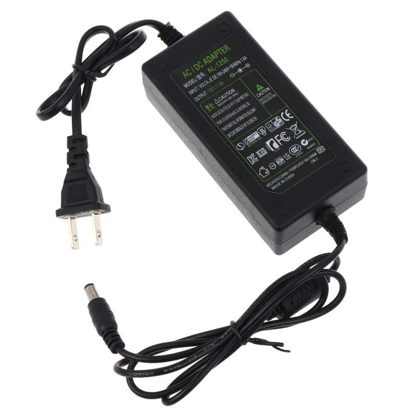 

12V 5A Power Supply Adapter AC DC Converter 100-240V to 12 V 5 Amp Transformer for LED Strip Light DVR CCTV Drop Shipping