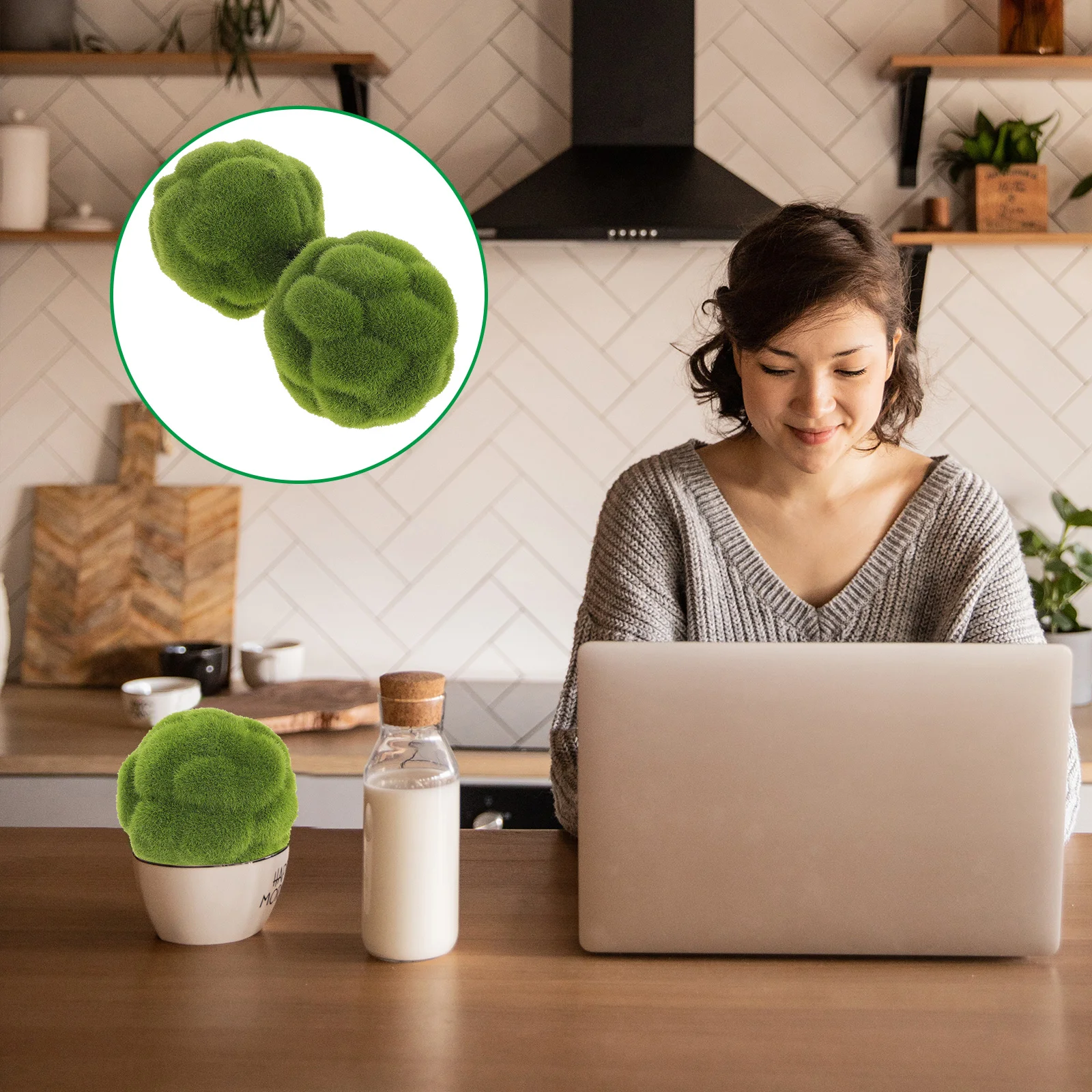 2 шт. декоративные стеклянные шарики из искусственного Моха