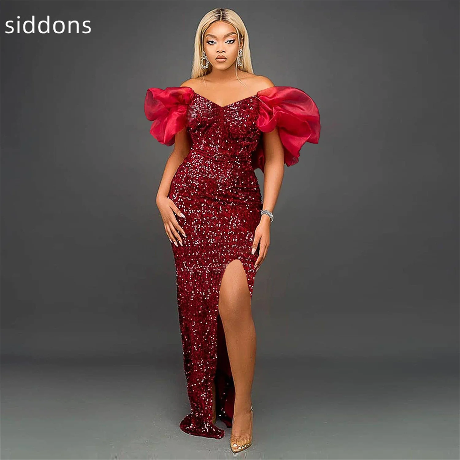 

Женское платье с V-образным вырезом, откровенное вечернее платье с оборками и блестками, лето 2022