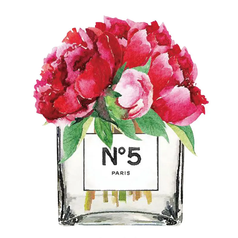 

Paris Perfume Thermal Sticker Patch Fashion Tops Heat Transfer Diy Appliqued Vinyl Transfer Parches Girl Baby Shirt Brand Patch