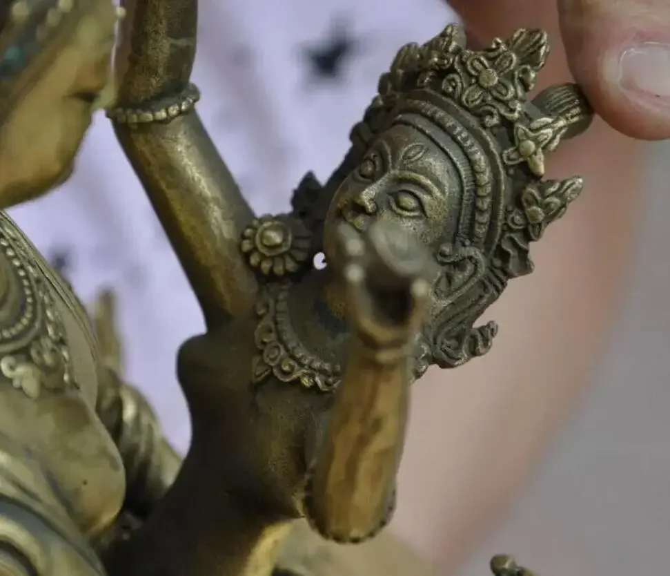 11-дюймовая тибетская бронзовая позолоченная статуя Ваджра Манддексавара Яб-Юум