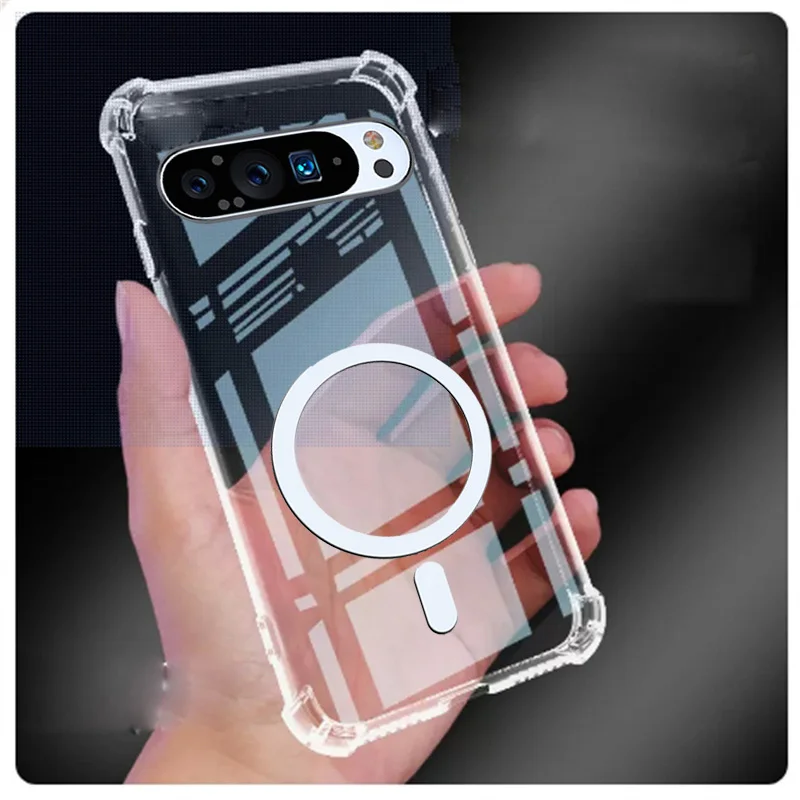 Модный чехол для Google Pixel 9 9A Pro XL прозрачная мягкая задняя крышка из ТПУ с магнитной