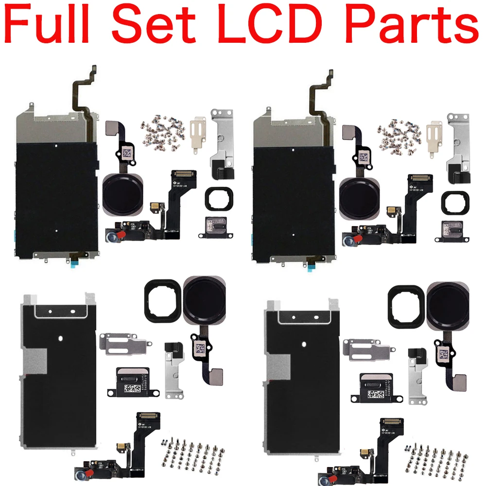 

Полный комплект запчастей для ЖК-дисплея для iPhone 6 6P 6s Plus Главная Кнопка Передняя камера гибкий кабель с винтами комплект наушников сменная ...