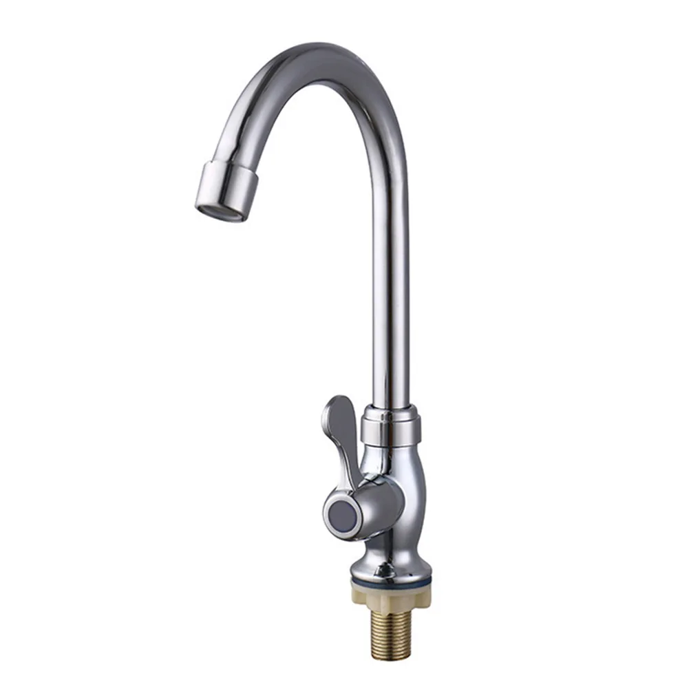 

Chrome Kitchen Sink Taps Single Lever Single Cold Water Mixer Taps 360 Degree Swivel Spout Kitchen Faucet