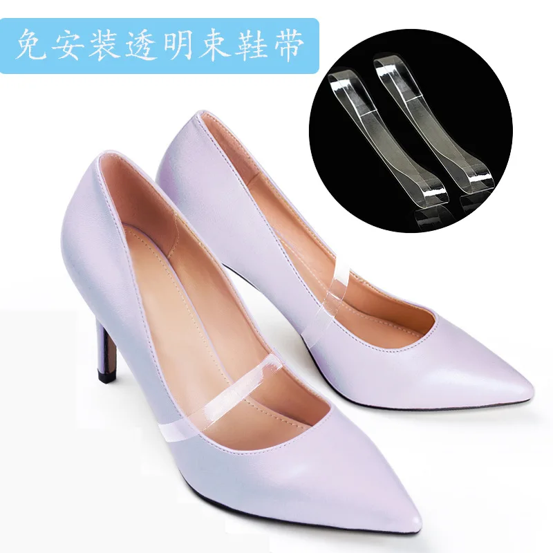

6 Pairs Installation-free Shoelace Invisible Transparent High-heeled Shoes Shoelace Buckle Anti-dropping Female Accessories