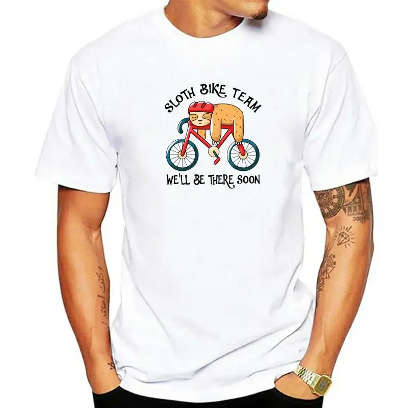 

Bicycle Sloth Bike Team We'll Be There Soon Cycling Riding Funny Summer Men's 100% Cotton T-Shirt Unisex Humor Streetwear Women