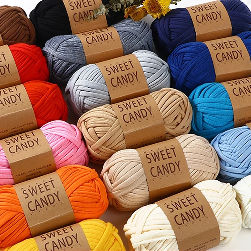 

100g / Set of Cloth Strip Thread Hand Woven Material Bag Color Flat Belt Thread Slipper Storage Basket Cushion Coarse Wool Ball