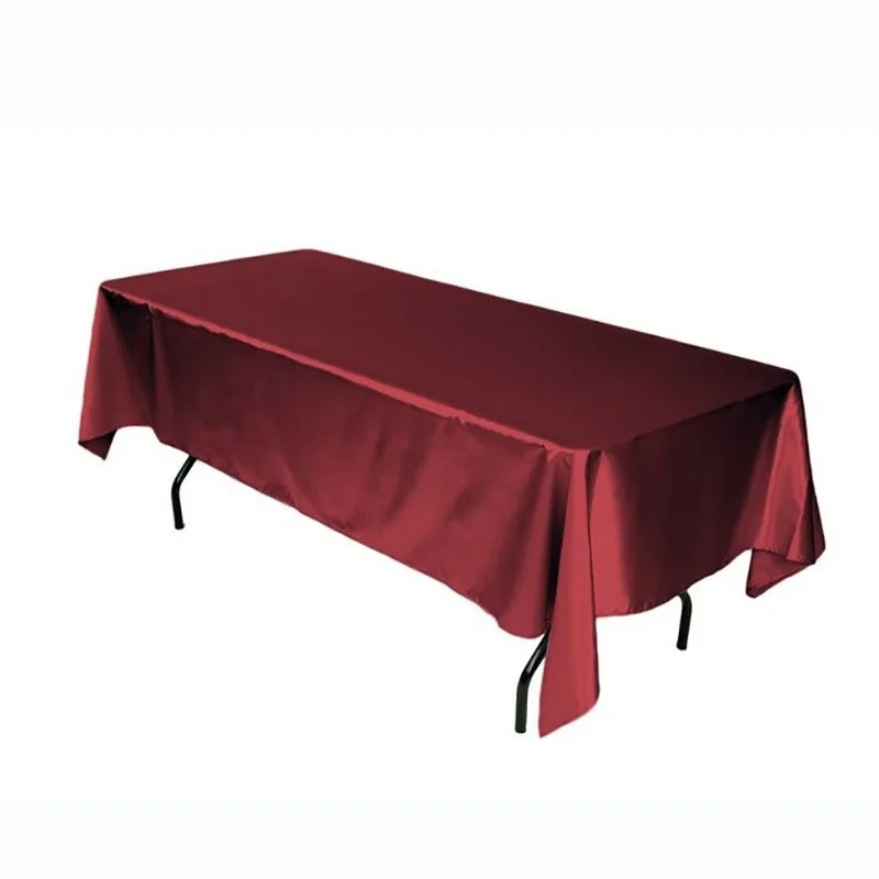 

Upscale Hotel Banquet and Wedding Scene Solid Color Rectangle Smooth Satin Fabric Table Cloth Colored Ding Table Cloth F5T3990