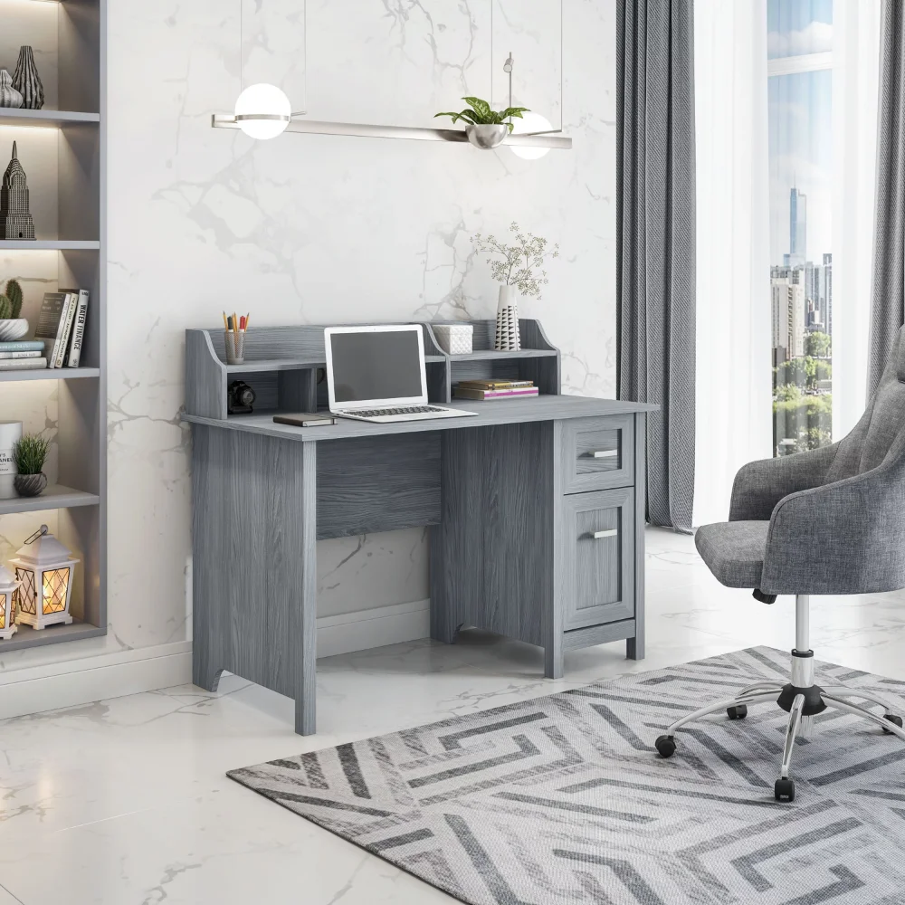 

Classic Office Desk with Storage, RTA Products, Llc,Strong and Durable,Grey,47.25 X 23.75 X 37.50 Inches