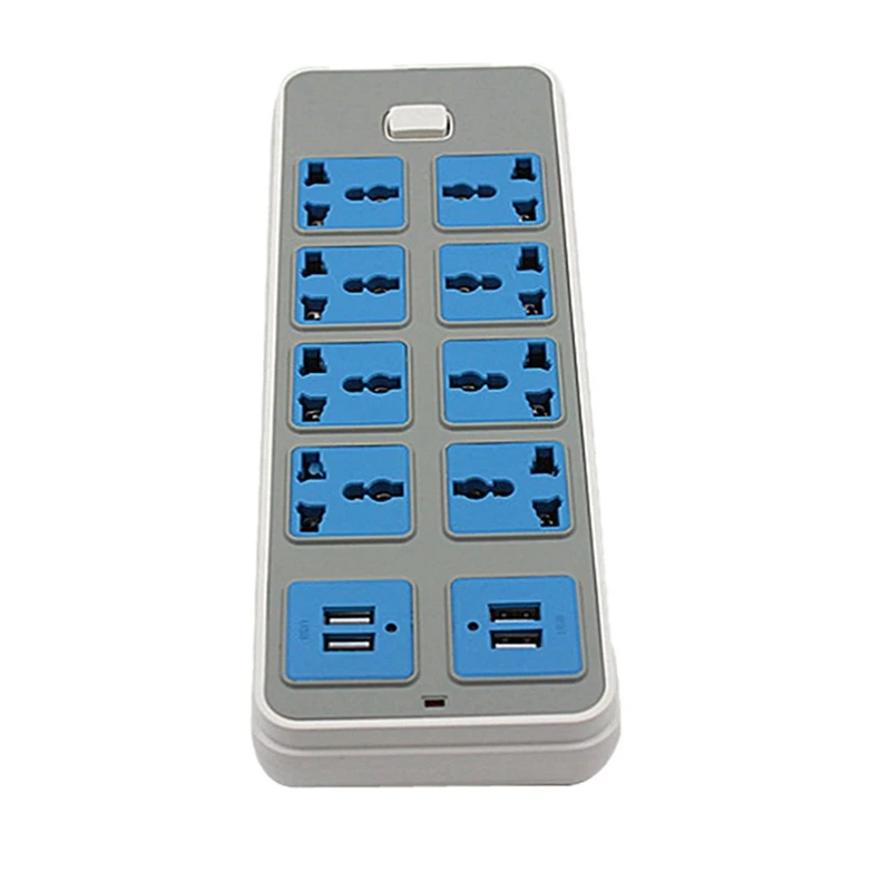 

2X Power Strip Surge Protector With 4 USB And 8 Outlets Ports 6.5 Feet Extension Cord 3000W 16A For Home Dorm-US Plug