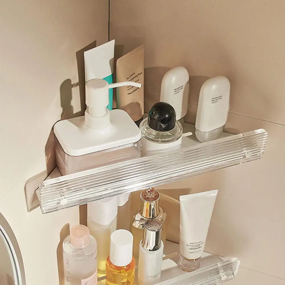

Minimalist Bathroom Organizer Modern Wall Mount Corner Shelf No Drill Punch-free Bathroom Organizer for Shower Supplies Hollow