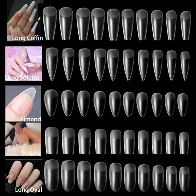 504Pcs American Capsule Soft Gel X Press On Nail Tips For Fake Nail Extension System Coffin Almond Stiletto False Nail Tips images - 6