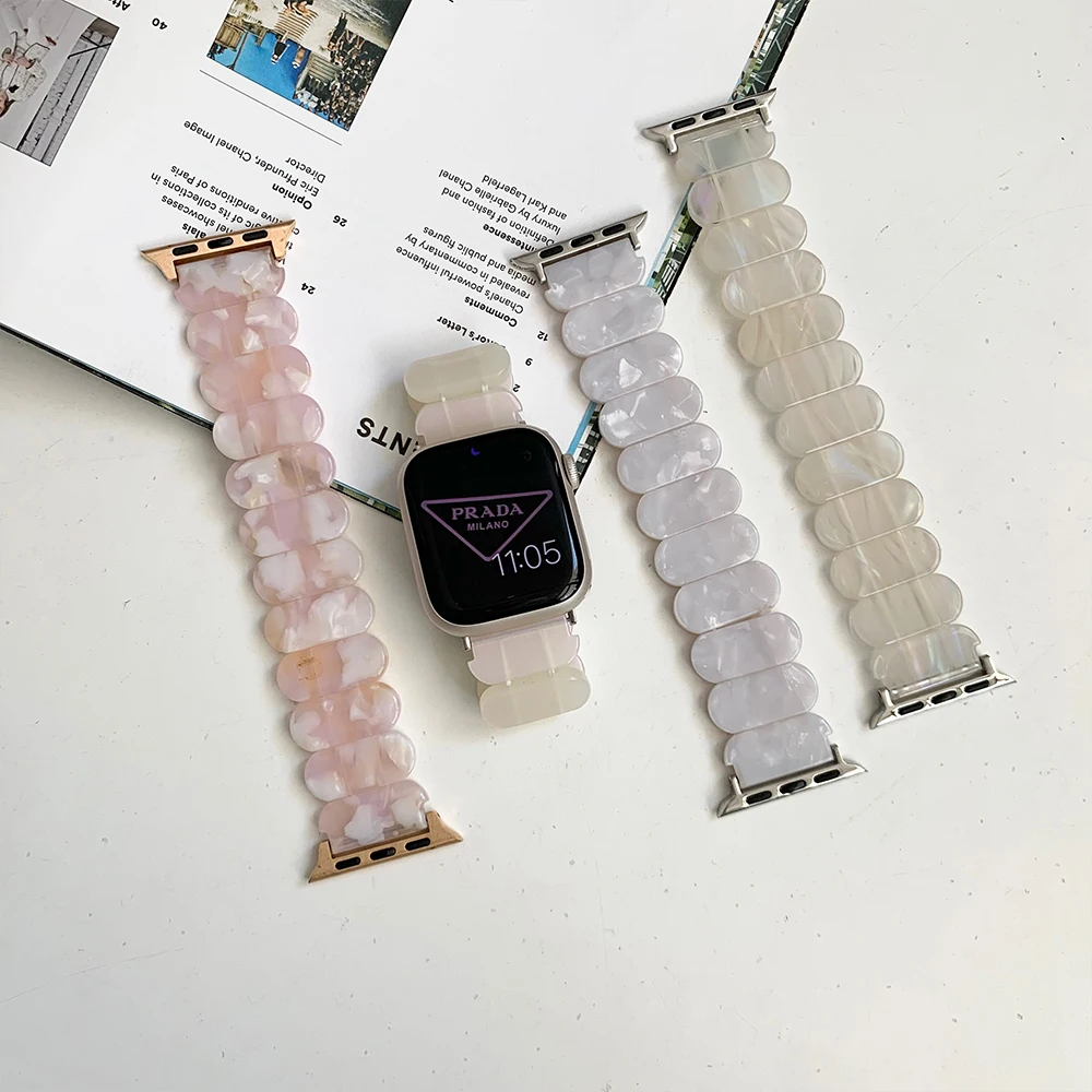Resin Elastic Strap For Apple Watch Band 41mm 40mm 49mm 45mm 38mm 44mm Women Bracelet iwatch Series 8 7 6 se 5 4 3 ultra Correa