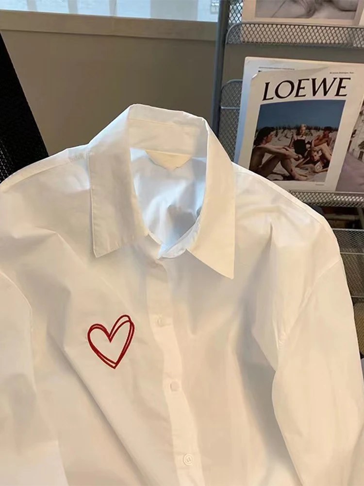 Женские белые рубашки и блузки с воротником поло 90-х Эстетическая винтажная