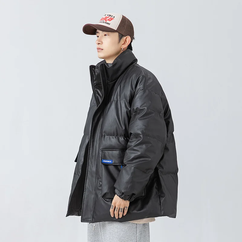 Winter Thick Leather Jacket Men Warm Fashion Casual Motorcycle Jackets Mens Streetwear Hip Hop Loose Short Coat Men Parker