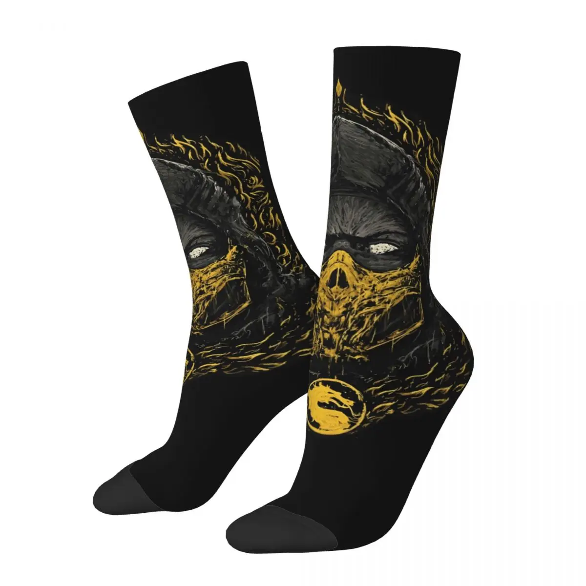 Funny Crazy Sock for Men Face Hip Hop Vintage Mortal Kombat MK Midway Game Happy Quality Pattern Printed Boys Crew Sock Casual