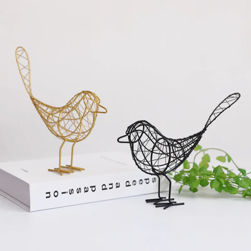 

Hot Sale Iron Bird Figurines Abstract Bird Animal Figurine Retro Nordic Home Decoration Art Craft Creative Gift Metal Bird