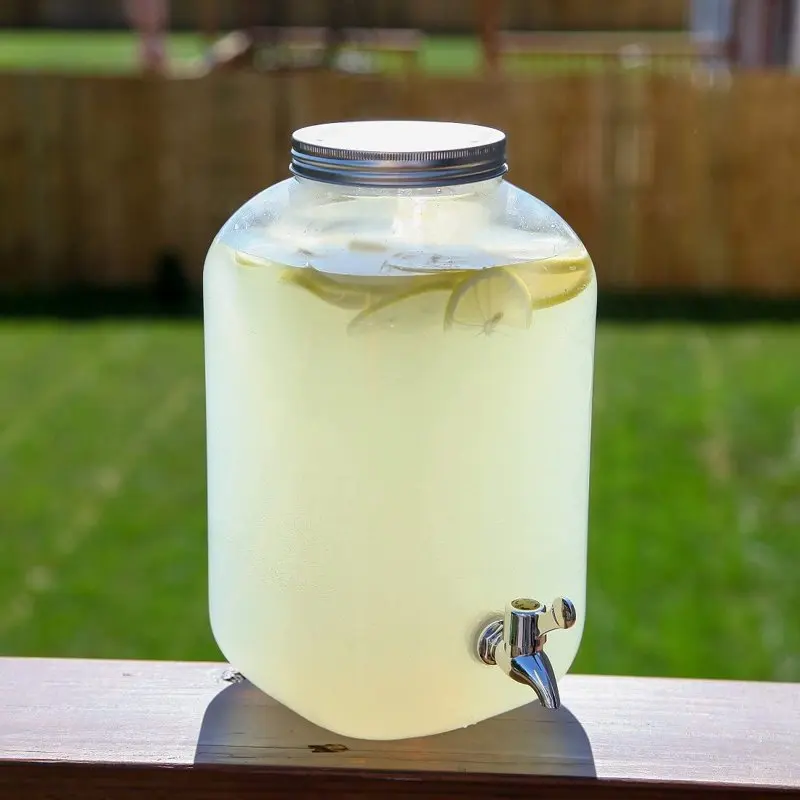 

Enjoy Refreshingly Cold, Elegant & Trendy 2 Gallon Plastic Mason Jar Style Beverage Dispenser - Stylish Way to Hydrate!