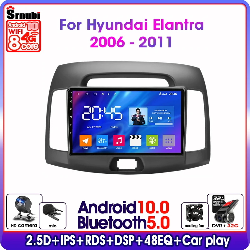 

Автомагнитола 2 Din на Android 10,0 для Hyundai Elantra 4 2006-2011 4G net, Радио RDS DSP GPS, мультимедийный видеоплеер, навигация, авто стерео