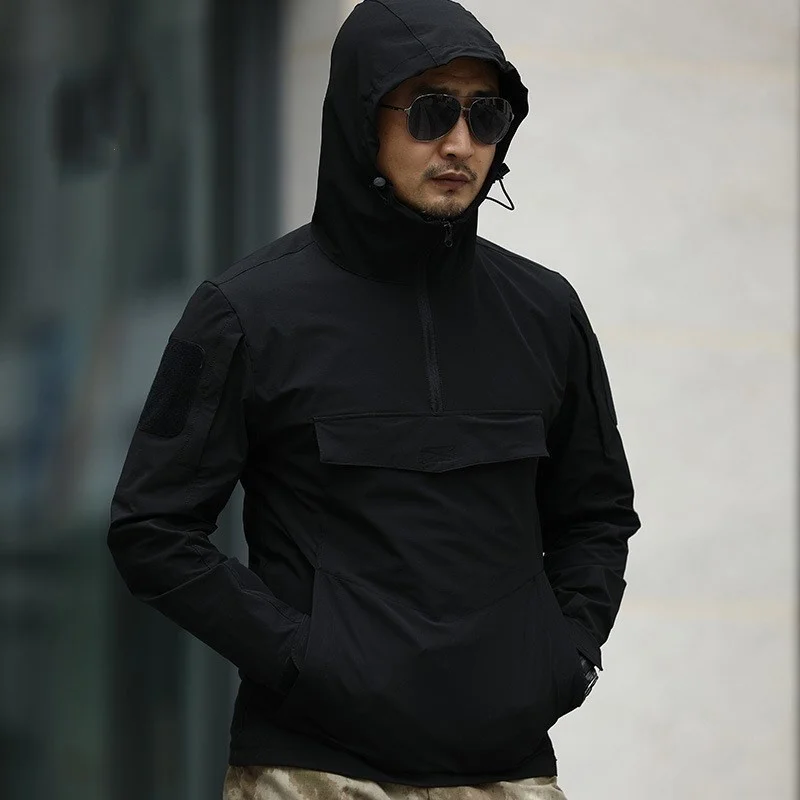

Army Fan Mens Tactical Hoodie Jacket Autumn Winter Outdoor Sports Thin Windproof Water Resistant Pullover Hooded Coat Tops