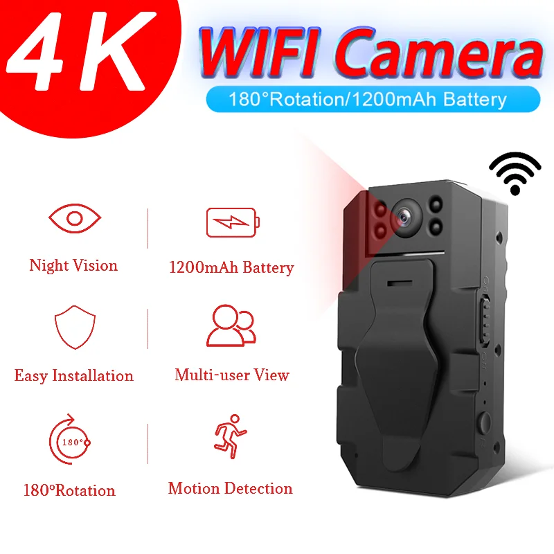 

Мини-камера видеонаблюдения, 4K, с поддержкой Wi-Fi