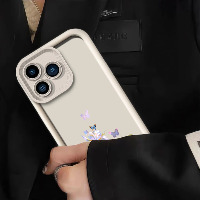 Фото Чехол для телефона Xiaomi Poco M8 Pro F8 Ultra M7 4G M6 Plus M5S M4 Pro C50 C40 C65 C61 C55 C51, противоударный чехол с цветочным узором и бабочками №3