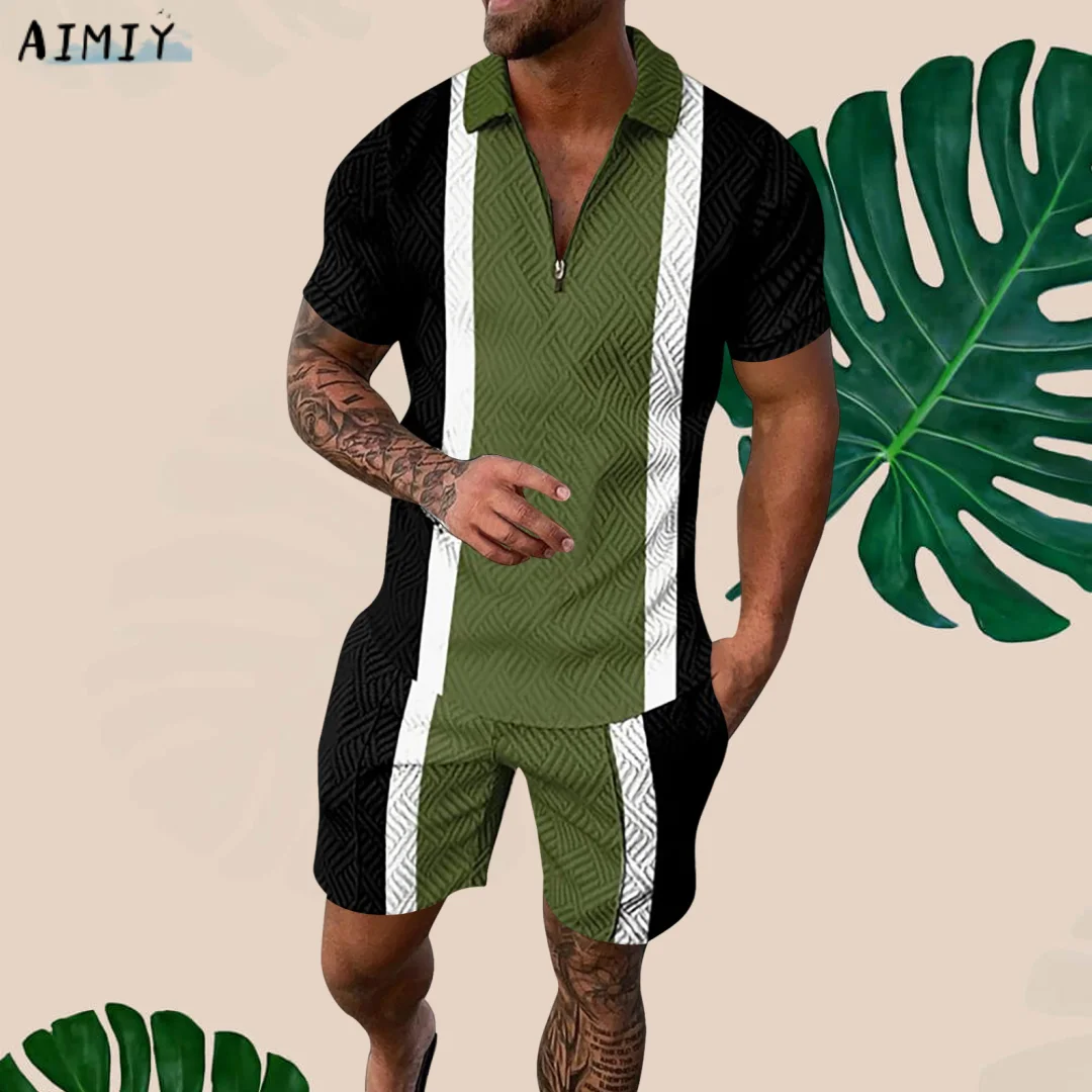 2023 Summer Men Polo Sets Tracksuits Sport 3d Print Oversized Short Sleeve T-Shirt Shorts Men's Clothing Gym Sportswear Clothes