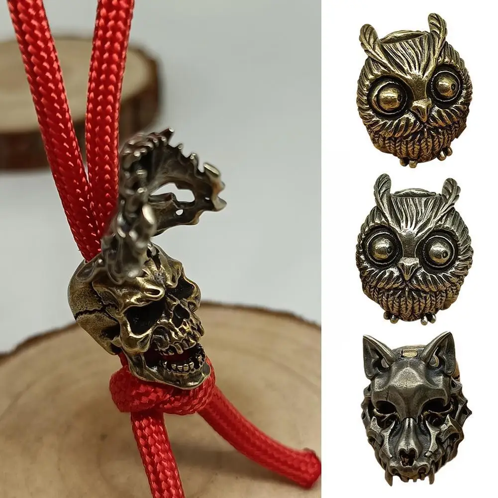 

Knife Pendant Cute Owl Dog Brass Knife DIY Bead Lanyard Keychain Flashlight Umbrella Outdoor Fidget Rope Hangings Portable X8H3