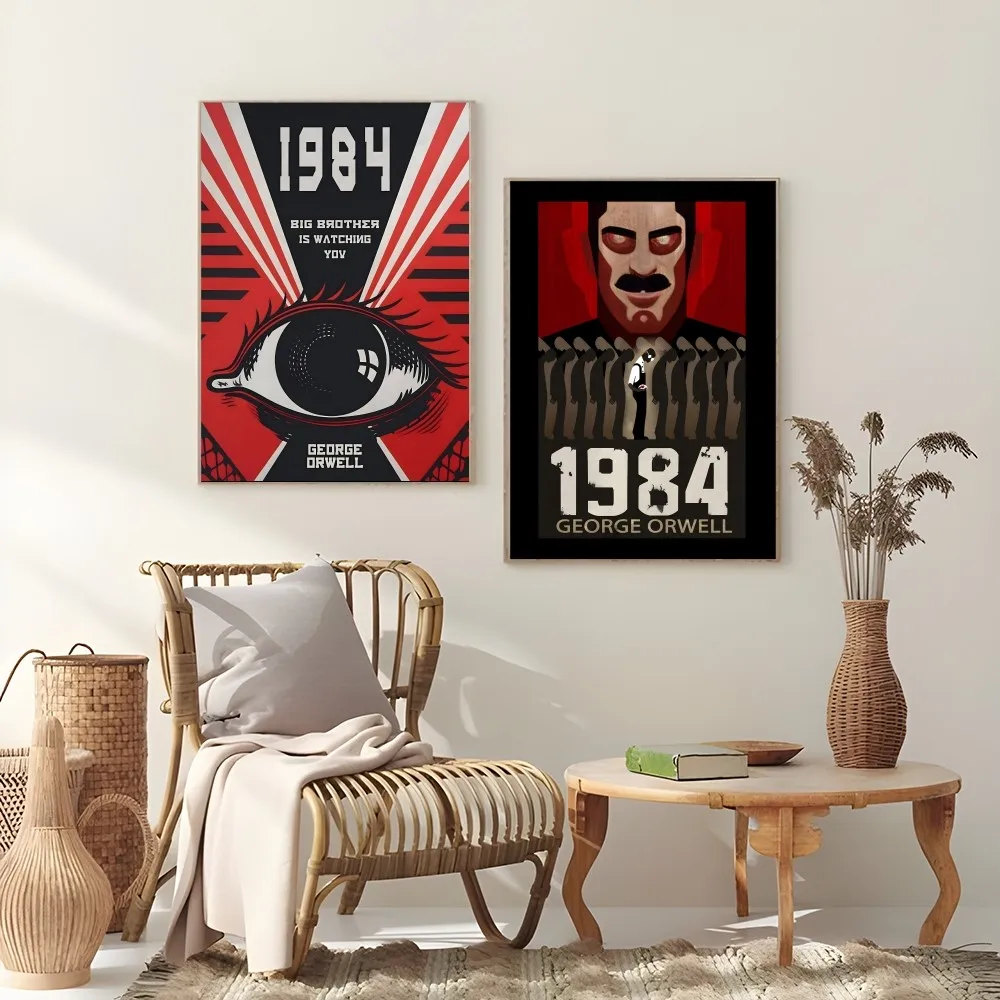1984 G-GeorgeS O-Orwel Poster Sticky Wall Art Printing Waterproof Home Living Bed Room Bar Aesthetic Decor