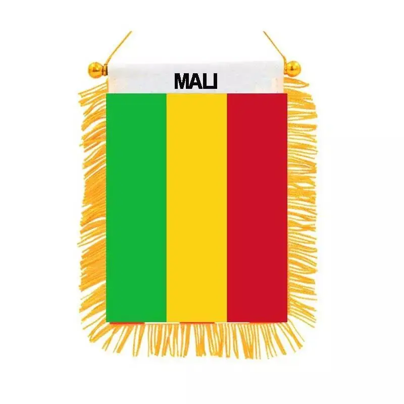 

zwjflagshow 10x15cm Mali National Flag Mini High Quality Polyester Hanging National Flag Car Adornment Home Decor Banner