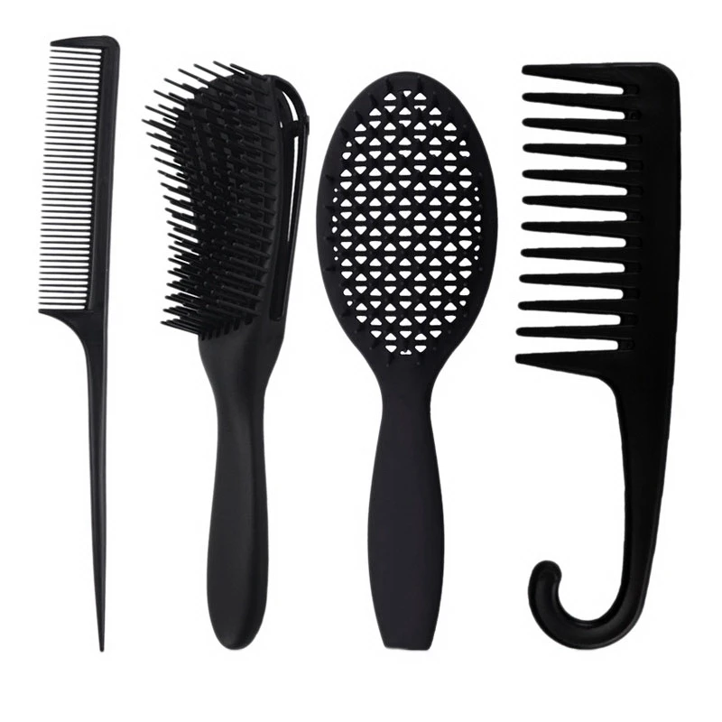 

4 Pcs Detangling Hair Comb Set Detangler Hair Brush For Curly Hair Barber Accessories Hairdressing Tool