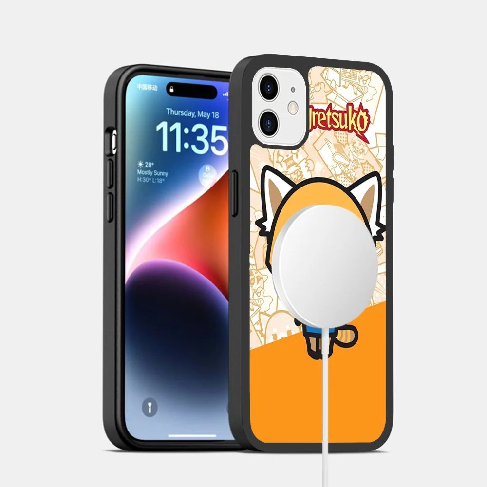 Милый чехол для телефона с рисунком A-Aggretsukos магнитный iPhone 16 14 13 12 11 15 Pro Max Plus Magsafe