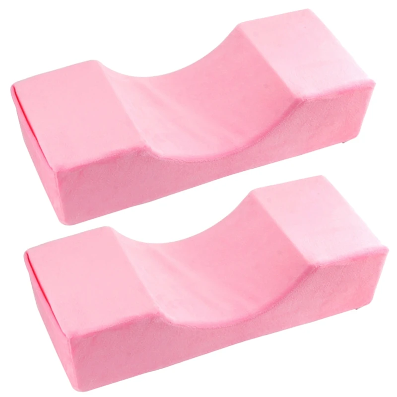 

2X Eyelash Flannel Salon Lash Pillow Makeup Tools Grafting Eyelash Pillow Ergonomic Support Extension Curve Salon Pink