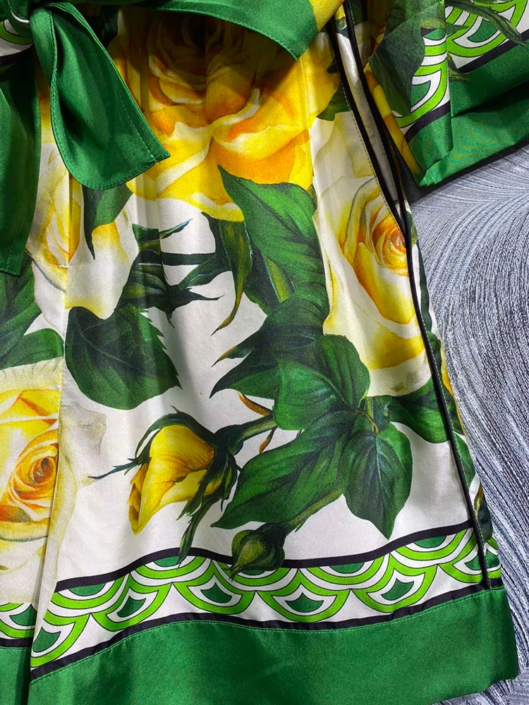 Женский элегантный костюм SEQINYY зеленый из высококачественной 100% шелковой