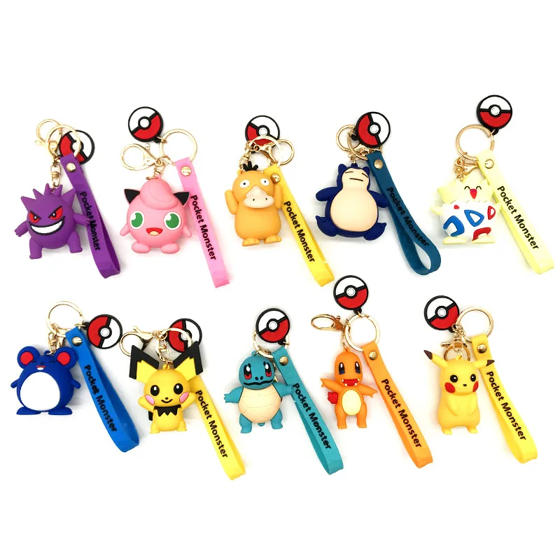 

New Pokemon Key Buckle Psyduck Pikachu Snorlax Key Chain Cartoon Car Doll Pendant Gift Elf Bag Exquisite Pendant