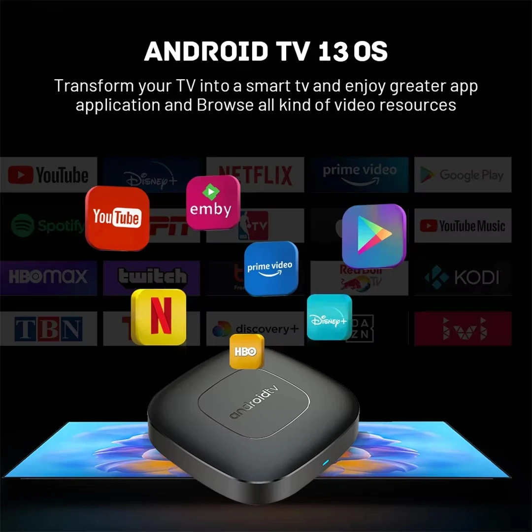 Телеприставка T1 Smart TV Box Android 13 четырехъядерный процессор Dual-Wi-Fi 2 4G и 5G 8K HD Google Media