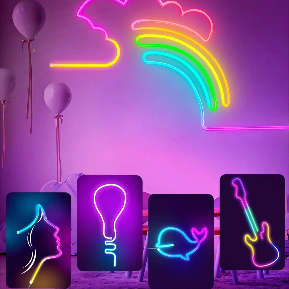 

RGB Neon Light Strip Controllable DIY Light Strip Tape Dimmable Color Changing Light Strip Intelligent Bendable for Home Party