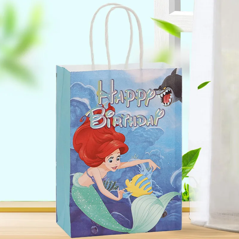 Подарочный пакет Тема Русалочка Ариэль, 5/40 штук, бумажный крафт, для дня рождения и вечеринки под водой.